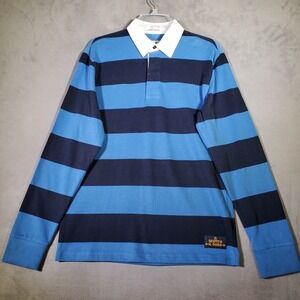Scotch & Soda Polo Rugby Shirt Mens Size S Blue Striped Long Sleeve Preppy NEW